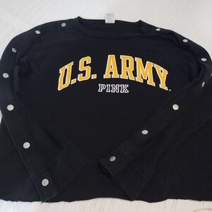Victoria Secrete Pink  Black U.S. Army Long Sleeve Sweatshirt